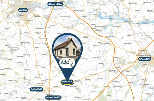 Carte de localisation Add'Or Spa à Beugny, Nord-Pas-de-Calais